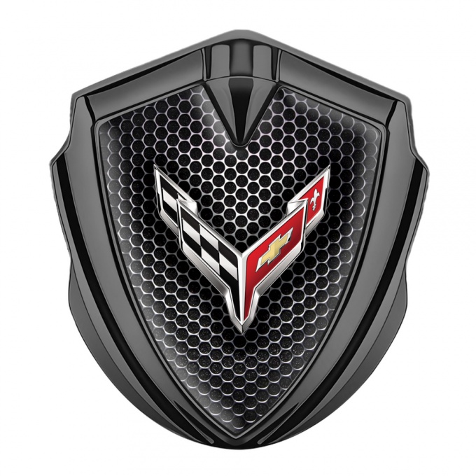 Chevrolet Corvette Trunk Metal Badge Graphite Dark Hex Big Logo Edition