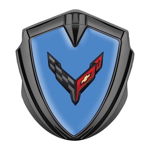 Chevrolet Corvette Metal Emblem Self Adhesive Graphite Blue Tint Big Logo