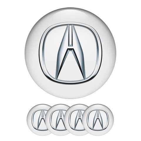 Acura Wheel Center Hub Cap Emblems White Silver Logo