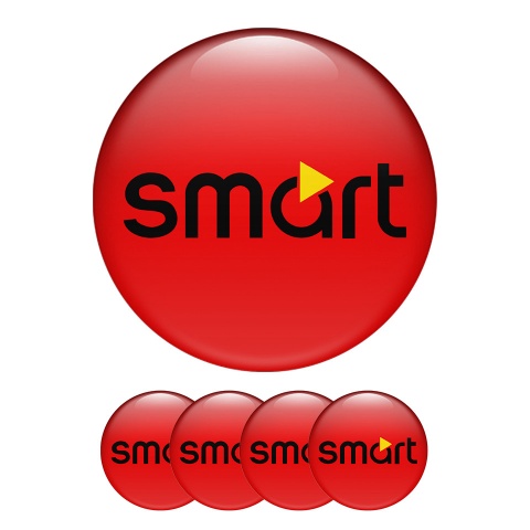 Smart Wheel Center Caps Emblem Red Background