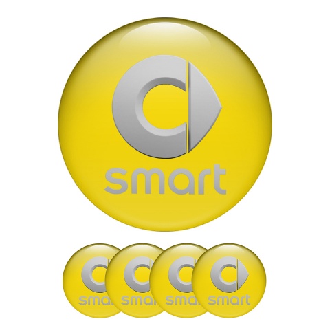 Smart Domed Stickers Wheel Center Cap Yellow and Gray Logo