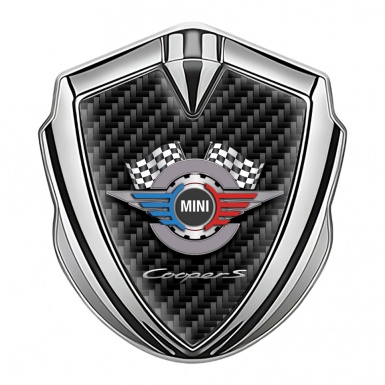Mini Cooper Self Adhesive Bodyside Emblem Silver Carbon Gears Design