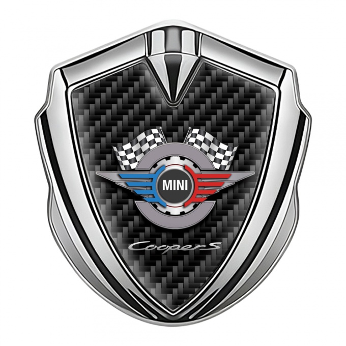 Mini Cooper Self Adhesive Bodyside Emblem Silver Carbon Gears Design