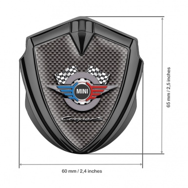 Mini Cooper S 3D Car Metal Emblem Graphite Brown Carbon Gears Design
