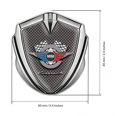 Mini Cooper S 3D Car Metal Emblem Silver Brown Carbon Gears Design