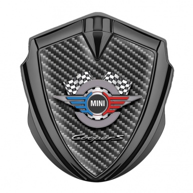 Mini Cooper S Tuning Emblem Self Adhesive Graphite Black Carbon Gears Logo