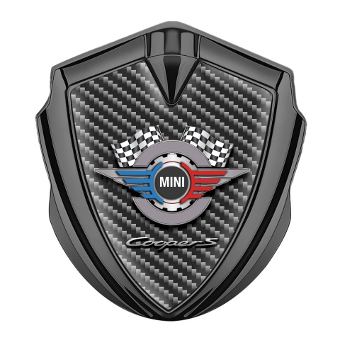 Mini Cooper S Tuning Emblem Self Adhesive Graphite Black Carbon Gears Logo