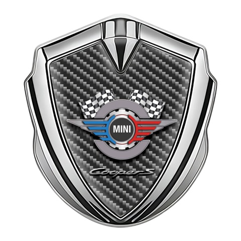 Mini Cooper S Tuning Emblem Self Adhesive Silver Black Carbon Gears Logo