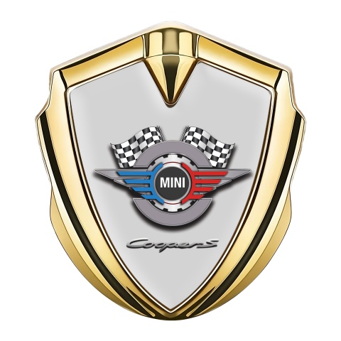 Mini Cooper S Fender Emblem Badge Gold Grey Template Gears Logo