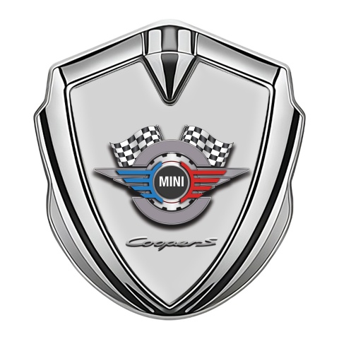 Mini Cooper S Fender Emblem Badge Silver Grey Template Gears Logo