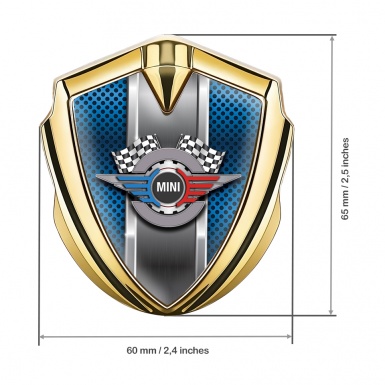 Mini Cooper Bodyside Emblem Gold Blue Cells Template Racing Edition