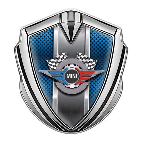 Mini Cooper Bodyside Emblem Silver Blue Cells Template Racing Edition