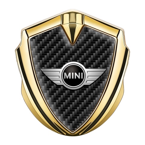 Mini Cooper 3D Car Metal Emblem Gold Dark Carbon Classic Edition