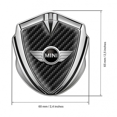 Mini Cooper 3D Car Metal Emblem Silver Dark Carbon Classic Edition