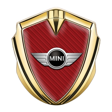 Mini Cooper Fender Emblem Badge Gold Red Carbon Classic Edition