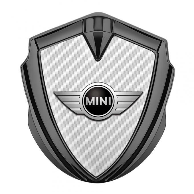 Mini Cooper Trunk Emblem Badge Graphite White Carbon Classic Logo