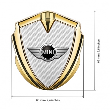 Mini Cooper Trunk Emblem Badge Gold White Carbon Classic Logo