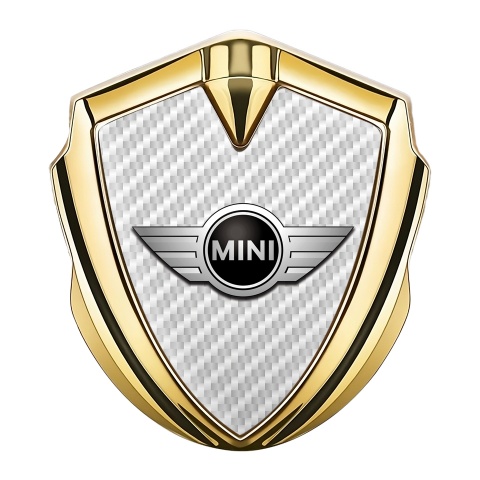 Mini Cooper Trunk Emblem Badge Gold White Carbon Classic Logo