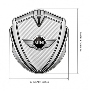 Mini Cooper Trunk Emblem Badge Silver White Carbon Classic Logo