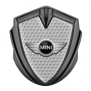 Mini Cooper Metal Emblem Self Adhesive Graphite Grey Hex Classic Logo