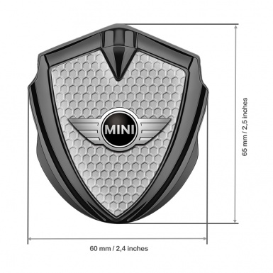 Mini Cooper Metal Emblem Self Adhesive Graphite Grey Hex Classic Logo