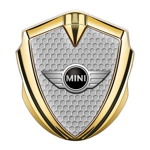 Mini Cooper Metal Emblem Self Adhesive Gold Grey Hex Classic Logo