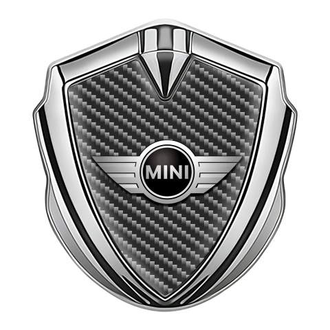 Mini Cooper Bodyside Badge Self Adhesive Silver Dark Carbon Classic Logo
