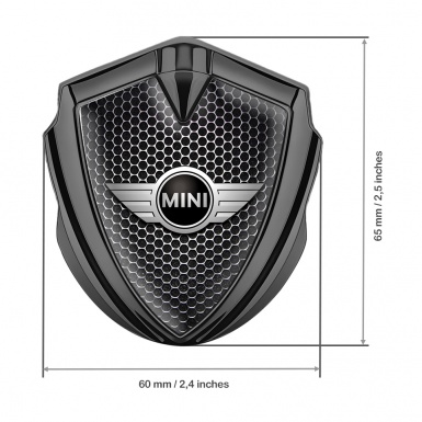 Mini Cooper Self Adhesive Bodyside Emblem Graphite Dark Hex Classic Logo