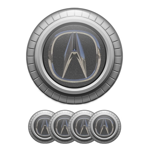 Acura Domed Stickers Wheel Center Cap All Gray