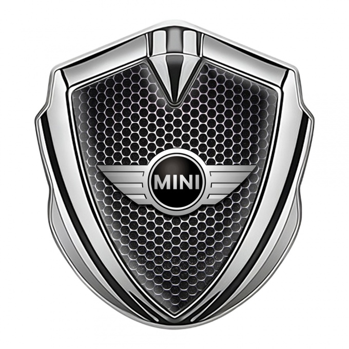 Mini Cooper Self Adhesive Bodyside Emblem Silver Dark Hex Classic Design