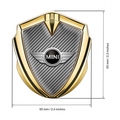 Mini Cooper Metal Emblem Self Adhesive Gold Carbon Classic Design
