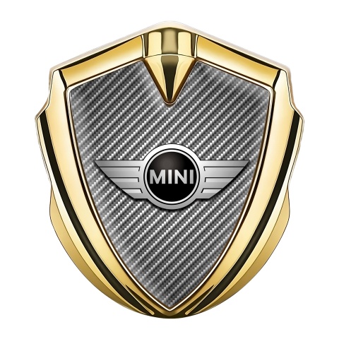 Mini Cooper Metal Emblem Self Adhesive Gold Carbon Classic Design