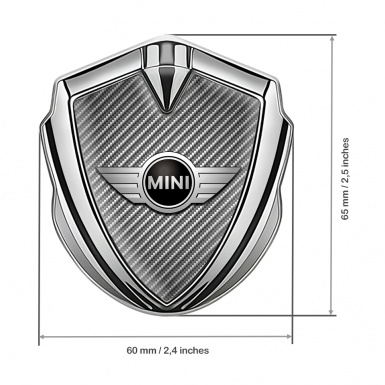 Mini Cooper Aufkleber Emblem Silbertonfarbe mit Graphit Carbon Klassisch Design