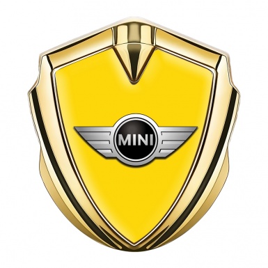 Mini Cooper Emblem Aufkleber Autozubehor Goldtonfarbe mit Gelb Basis und Klassisch Logo