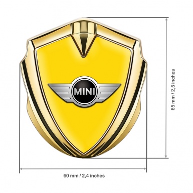 Mini Cooper Emblem Aufkleber Autozubehor Goldtonfarbe mit Gelb Basis und Klassisch Logo