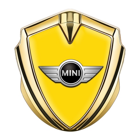 Mini Cooper Tuning Emblem Self Adhesive Gold Yellow Classic Design