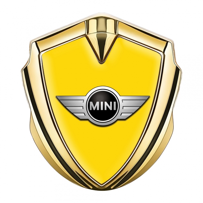 Mini Cooper Emblem Aufkleber Autozubehor Goldtonfarbe mit Gelb Basis und Klassisch Logo