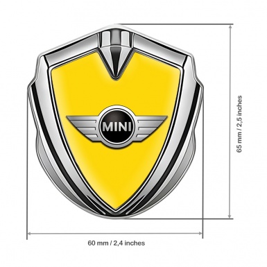Mini Cooper Tuning Emblem Self Adhesive Silver Yellow Classic Design