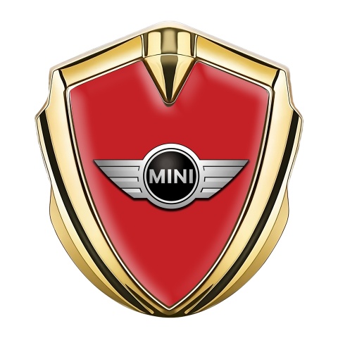 Mini Cooper Fender Emblem Badge Gold Red Template Classic Design