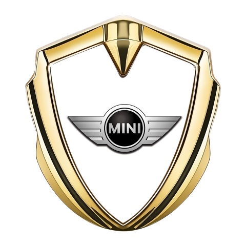Mini Cooper Fender Emblem Badge Gold White Template Classic Design