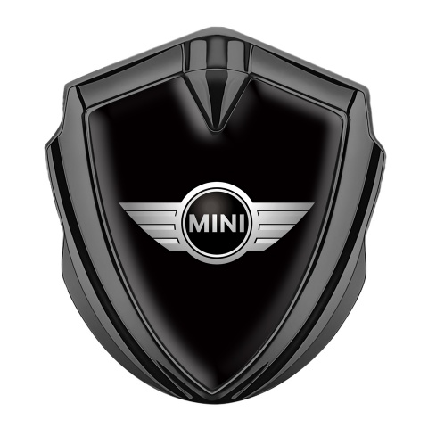 Mini Cooper Trunk Metal Emblem Badge Graphite Black Template Classic Logo