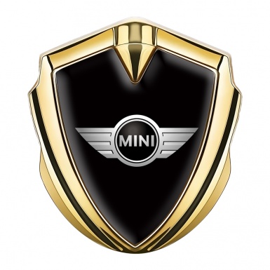 Mini Cooper Emblem Abzeichen Goldtonfarbe mit Schwarz Vorlage und Klassisch Logo