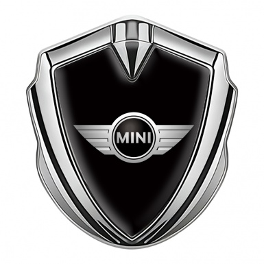 Mini Cooper Emblem Abzeichen Silbertonfarbe mit Schwarz Vorlage und Klassisch Logo