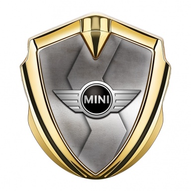 Mini Cooper Emblem Abzeichen selbstklebend Goldtonfarbe mit Metallschnitt Design