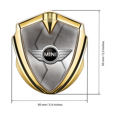 Mini Cooper Emblem Abzeichen selbstklebend Goldtonfarbe mit Metallschnitt Design