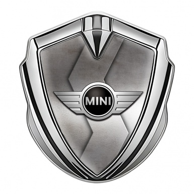 Mini Cooper Emblem Abzeichen selbstklebend Silbertonfarbe mit Metallschnitt 3D Design