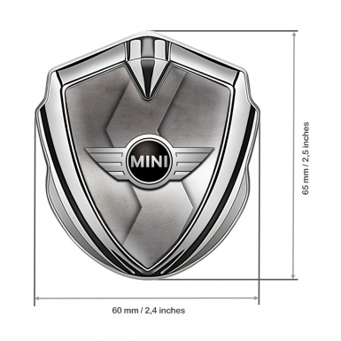 Mini Cooper Emblem Abzeichen selbstklebend Silbertonfarbe mit Metallschnitt 3D Design