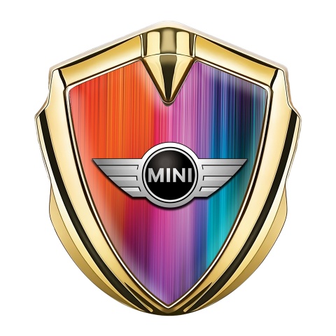 Mini Cooper Emblem Auto Zeichen Goldtonfarbe mit Mehrfarbig Vorlage Design