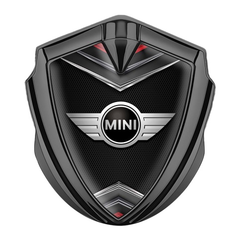 Mini Cooper Bodyside Badge Self Adhesive Graphite Black Grid Classic Logo
