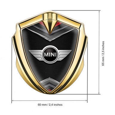 Mini Cooper Bodyside Badge Self Adhesive Gold Black Grid Classic Logo